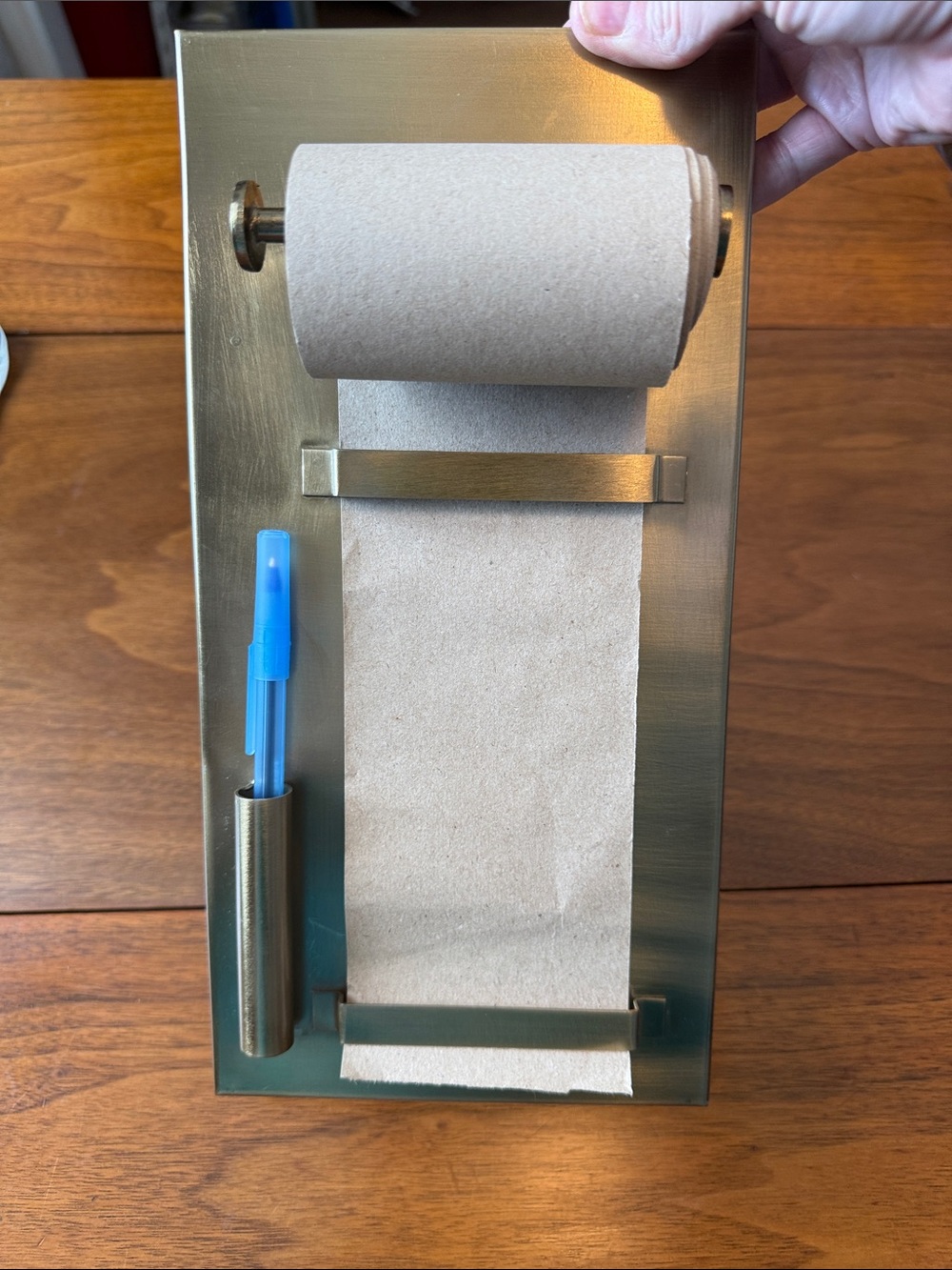 Hearth & Hand Brass-Tone Wall-Mount Paper Dispenser with Pen Holder